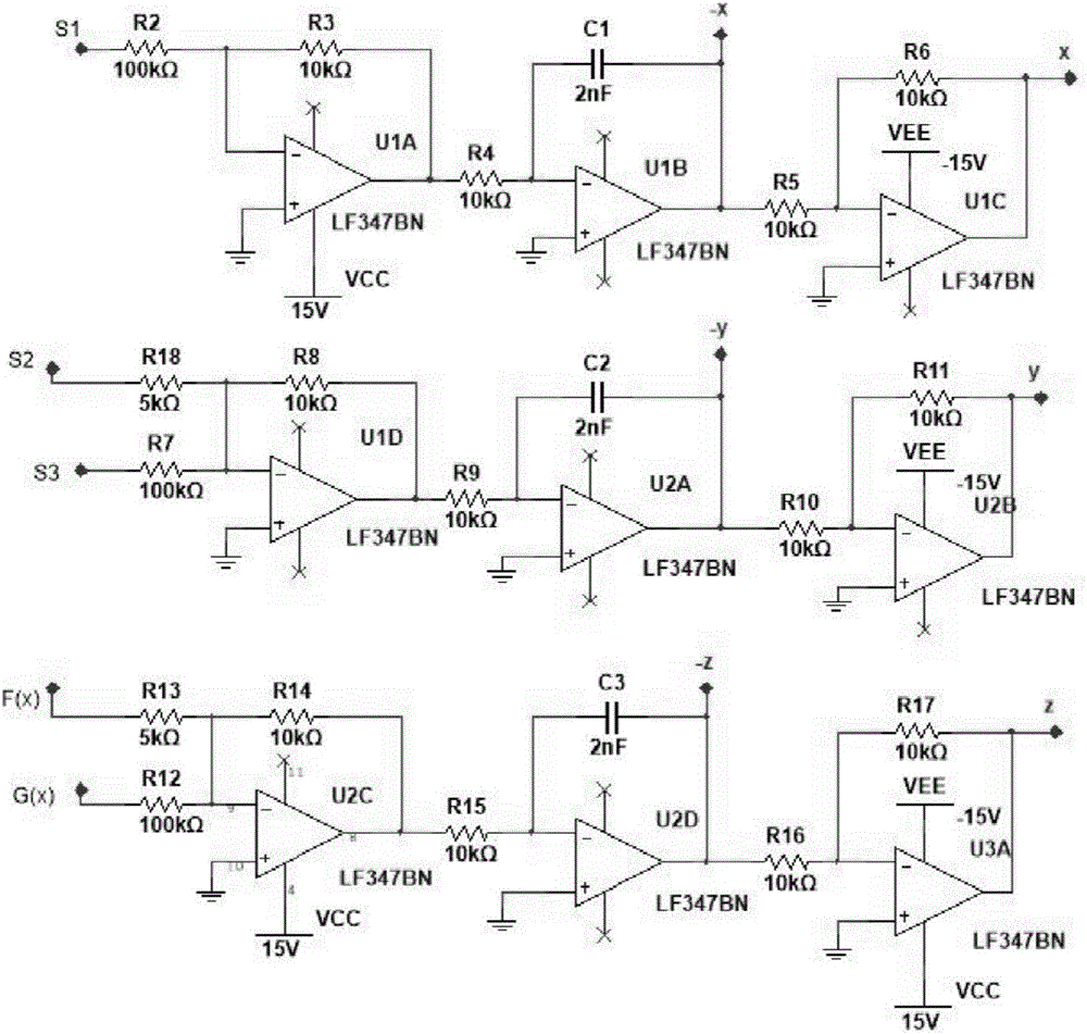 线性化SprottB混沌系统为一次和三次项的电路